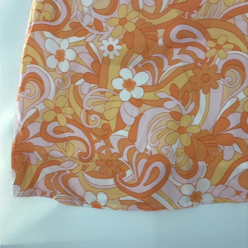 Hollister Women's Lined orange boho 70s Ultra High Rise Floral Mini Skirt small - Picture 7 of 14